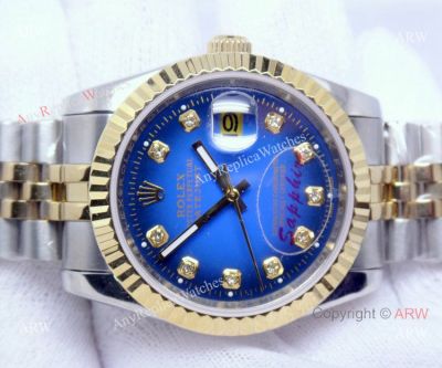 Replica Rolex Datejust Watch 2-Tone Blue Dial for Men's
